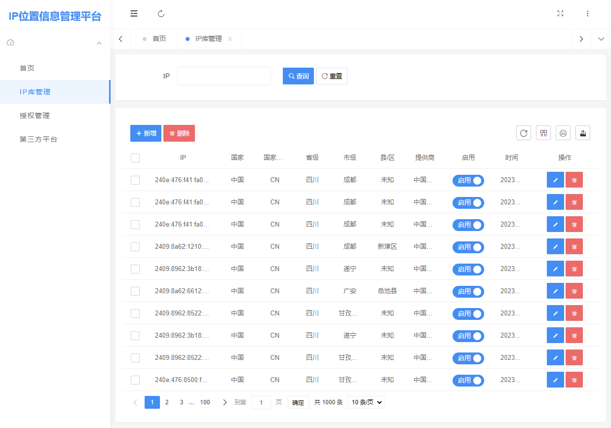 [凹凸曼]IP位置信息管理平台
