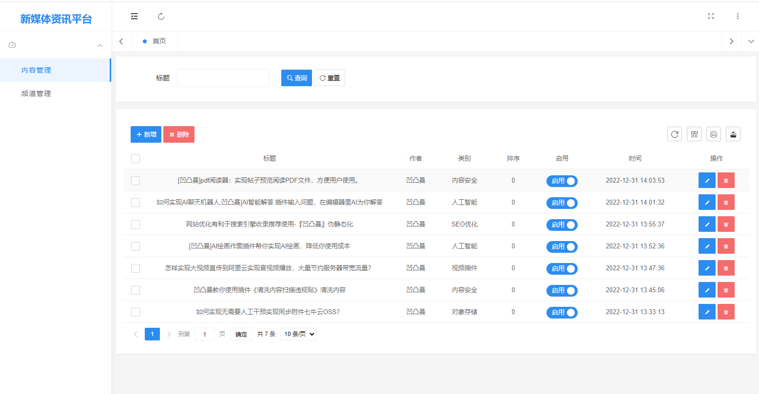 [凹凸曼]新媒体资讯平台